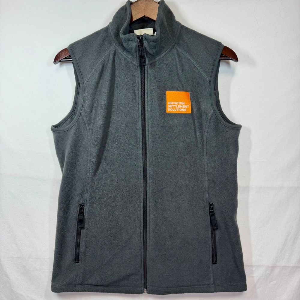Clique Fleece Vest Full Zip Logo Novation Settlement Solutions Outdoor Gray Sz L
